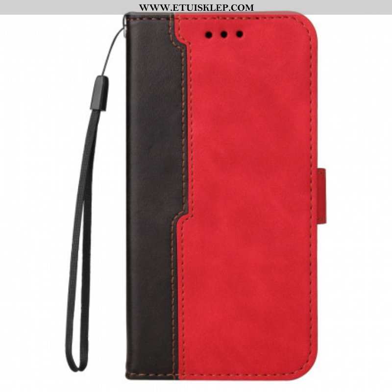 Etui Folio do Oppo A94 5G Kolorowa Dwukolorowa Sztuczna Skóra